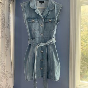 Vici Halsted Belted Button Down Denim Dress, size medium
